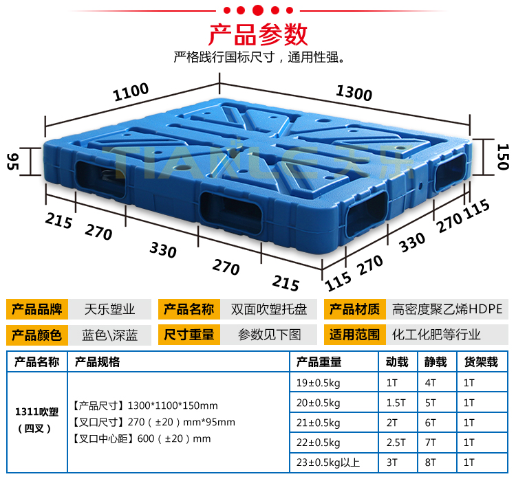 <strong>1311雙面吹塑塑料托盤(pán)</strong>